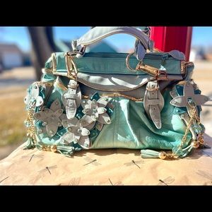 Bracher Emden Aqua, Turquoise, Gold Shoulder Bag